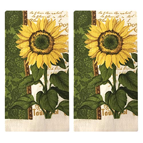 Kitchen Towel 5 Piece Linen Set 2 Towels 2 Pot Holders 1 Oven Mitt (Sunflower 2) - color: Sunflower 2