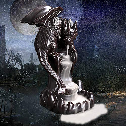 Dragon Backflow Incense Burner, Waterfall Incense Holder Ornamen Statue Fountain Home Decor