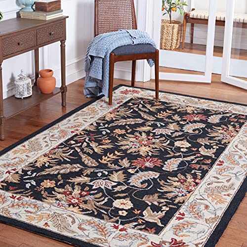 SAFAVIEH Chelsea Collection Accent Rug - 2'9" x 4'9", Black, Hand-Hooked French Country Wool, Ideal for High Traffic Areas in Entryway, Living Room, Bedroom (HK141B) - color: Black, size: 2'9" x 4'9" (Rectangular)