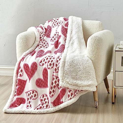Elegant Comfort Reversible, Printed Sherpa Throw Blanket, All-Season Blanket- Super Soft, Cozy and Plush- Decorative Throw, Perfect for Lounging, 50 x 60 inches, Scarlett Sherpa Throw Blanket - color: Scarlett