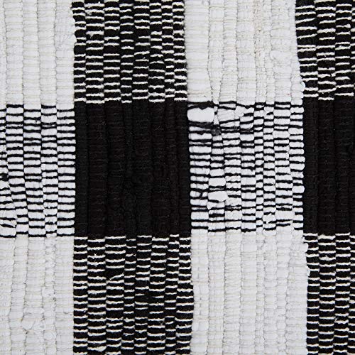 DII Buffalo Check Rug Collection, Hand Dyed Reversible Chindi Rug, Runner 2'3"x6', Black - color: Black, size: 6" x 2" (Rectangular)