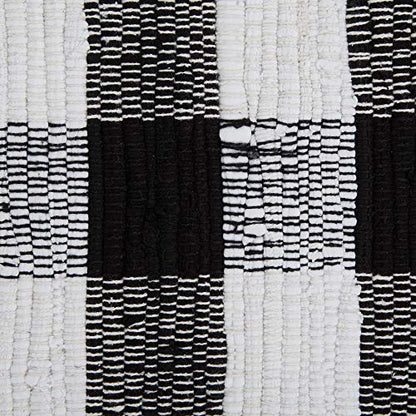DII Buffalo Check Rug Collection, Hand Dyed Reversible Chindi Rug, Runner 2'3"x6', Black - color: Black, size: 6" x 2" (Rectangular)