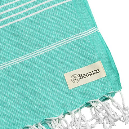 Bersuse Towels Anatolia XL Beach Blanket Throw Blanket Turkish Towel 100% Cotton Extra-Large Quick-Dry Lightweight Premium Peshtemal Towel - 61x82 Inches, Mint Green - color: Mint Green