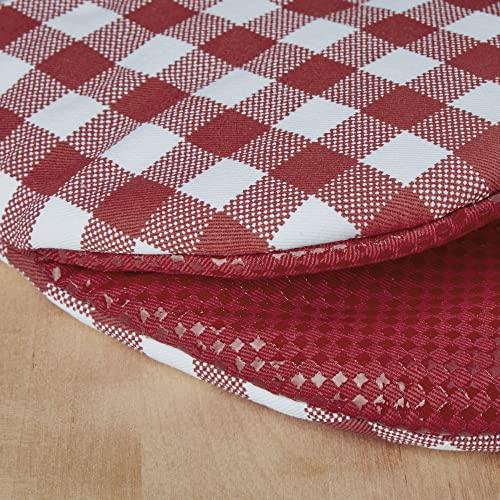 KitchenAid Gingham Cotton Mini Oven Mitt 2-Pack Set, Passion Red, 5.5"x8" - color: Passion Red