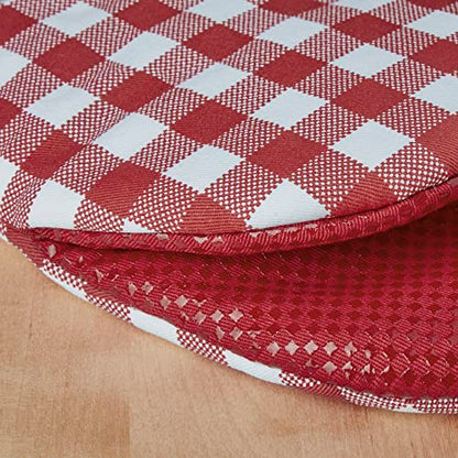 KitchenAid Gingham Cotton Mini Oven Mitt 2-Pack Set, Passion Red, 5.5"x8" - color: Passion Red