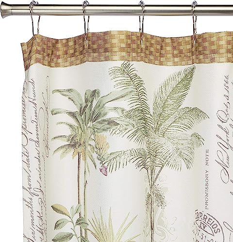 Avanti Linens - Fabric Shower Curtain, Tropical Inspired Bathroom Decor (Colony Palm Collection, Ivory) - size: 70"W x 72"L (Pack of 1)