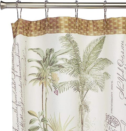 Avanti Linens - Fabric Shower Curtain, Tropical Inspired Bathroom Decor (Colony Palm Collection, Ivory) - size: 70"W x 72"L (Pack of 1)