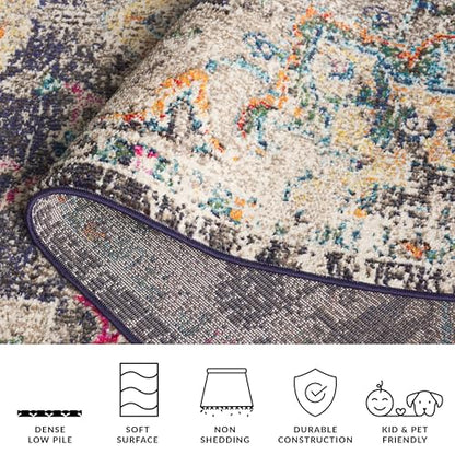 SAFAVIEH Madison Collection Area Rug - 2'2" x 4', Black & Gold, Boho Chic Distressed Medallion Design, Non-Shedding & Easy to Clean, Ideal for Living Room, Bedroom, Dining Space (MAD473Z) - color: Black/Gold, size: 2'2" x 4' (Rectangular)