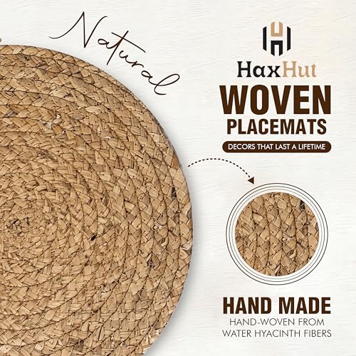 13.5” Woven Placemats, Round Rattan Placemats Set of 6, Natural Wicker Chargers for Dinner Plates, Heat Resistant, Easy to Clean, and Non-Slip – Elegant and Practical Addition to Your Dining Table - style: 13.5" Pack of 6