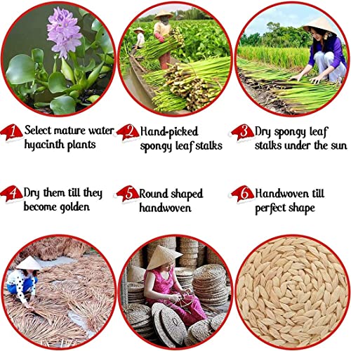 Oval Woven Placemats, Natural Water Hyacinth Placemats Set of 4, Straw Braided Rattan Placemats, 12x16 Inches Plate Chargers Set, Non-Slip Heat Resistant Woven Chargers for Dining Table - color: Water Hyacinth Brown, size: Oval Set of 4