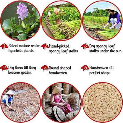 Oval Woven Placemats, Natural Water Hyacinth Placemats Set of 4, Straw Braided Rattan Placemats, 12x16 Inches Plate Chargers Set, Non-Slip Heat Resistant Woven Chargers for Dining Table - color: Water Hyacinth Brown, size: Oval Set of 4