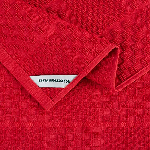 KITCHENAID Quilted Cotton Terry Cloth Oven Mitt, Pot Holder, Kitchen Towel 4-Pack Set, Heat Resistant, Silicone Grip, Gift Set, Passion Red, 16"x26", 7"x13" & 7"x10" - color: Passion Red