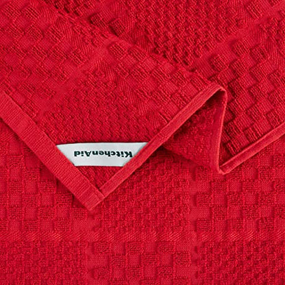 KITCHENAID Quilted Cotton Terry Cloth Oven Mitt, Pot Holder, Kitchen Towel 4-Pack Set, Heat Resistant, Silicone Grip, Gift Set, Passion Red, 16"x26", 7"x13" & 7"x10" - color: Passion Red