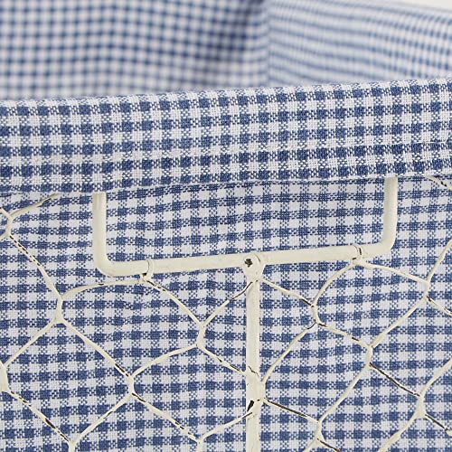 DII Farmhouse Chicken Wire Storage Baskets with Liner, Medium, Antique French Blue Gingham Check, 11x7.88x7", 2 Piece - color: Antique French Blue Gingham Check