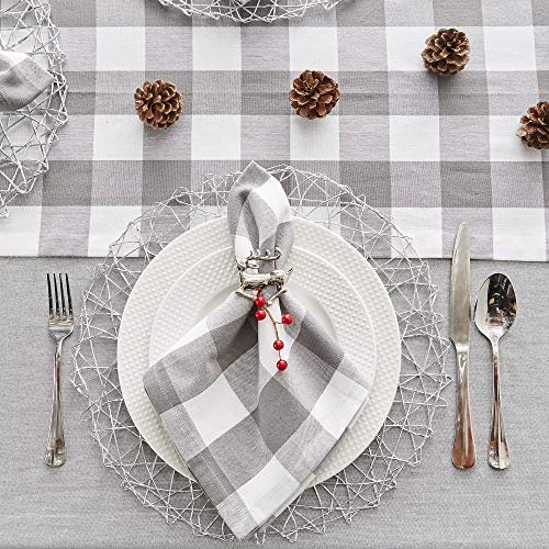 DII Buffalo Check Collection, Classic Farmhouse Cloth Napkin Set, 20x20, Gray & White, 6 Piece - color: Gray & White, size: 20" x 20" (Set of 6)