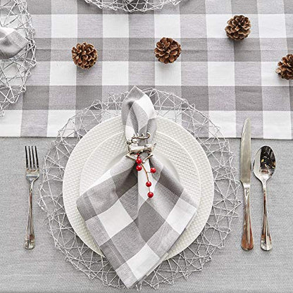 DII Buffalo Check Collection, Classic Farmhouse Cloth Napkin Set, 20x20, Gray & White, 6 Piece - color: Gray & White, size: 20" x 20" (Set of 6)