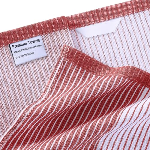 Homaxy Premium 100% Cotton Kitchen Towels 18"x28", 8 Pack, Red | Large Kitchen Hand Towels, Soft and Absorbent Tea Towel, Dish Towels with Hanging Loops - color: Red, size: 18 x 28 - 8 Pack