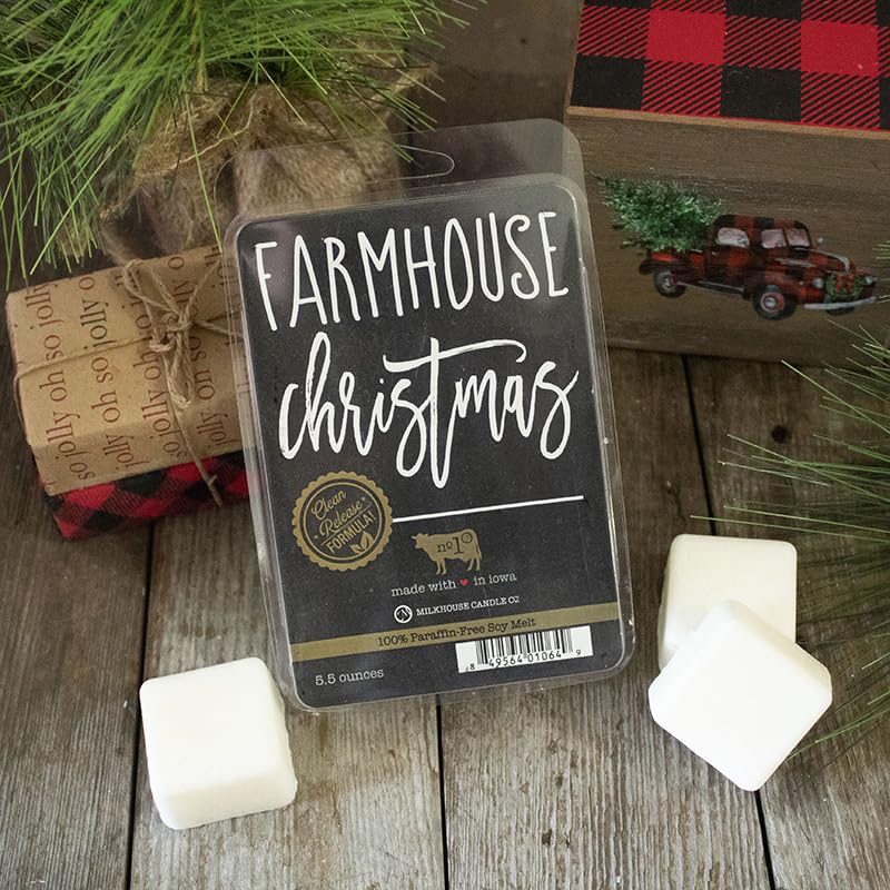 Milkhouse Farmhouse Christmas Soy Wax Melts for Wax Warmer, 5.5 oz | Clean-Burning, Premium Fragrance Oil, Made in the USA - color: Farmhouse Christmas