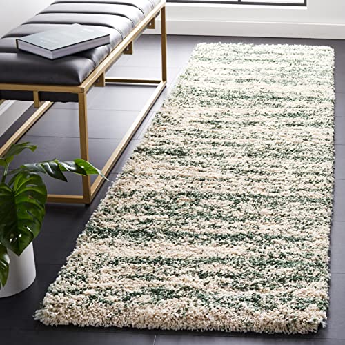 SAFAVIEH Hudson Shag Runner Rug 2'3"x6', Plush Modern Ivory & Green SGH206Y - color: Ivory/Green, size: 2'3" x 6' (Runner)