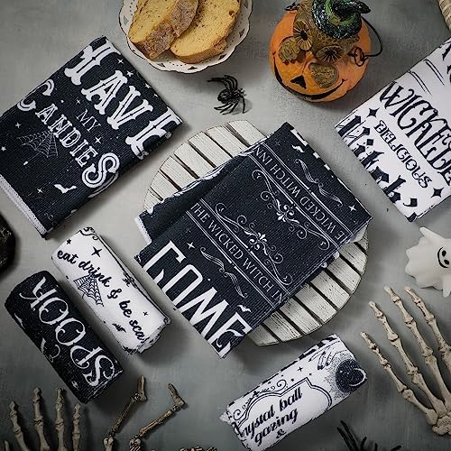 Ganeen 6 Pcs Halloween Kitchen Towel Set Witch Horror Proverbial Dishtowel Spooky Ghost Hand Towel for Home Tea Kitchen Cooking Baking Bath - color: Exquisite