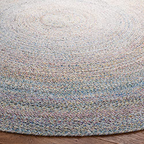 SAFAVIEH Cape Cod Collection Area Rug - 3' Round, Blue & Green, Handmade Braided, Ideal for High Traffic Areas in Living Room, Bedroom (CAP224Y) - color: Blue/Green, size: 3' (Round)
