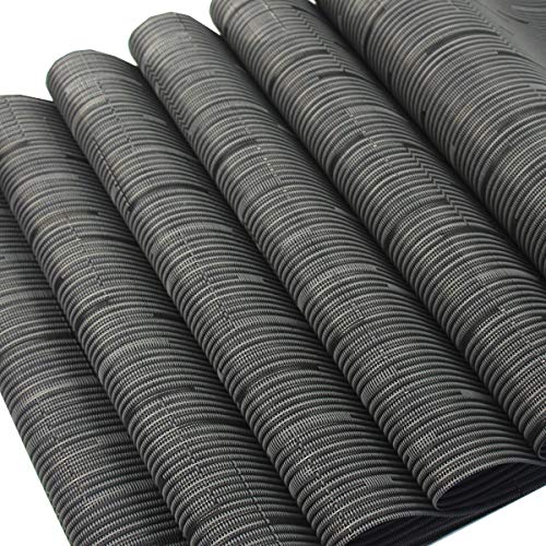 Placemats for Dining Table Washable Woven Vinyl Placemats Heat-resistand Table Dinner Placemats Set of 6 (Black) - color: Babmoo Black, size: placemats set of 6