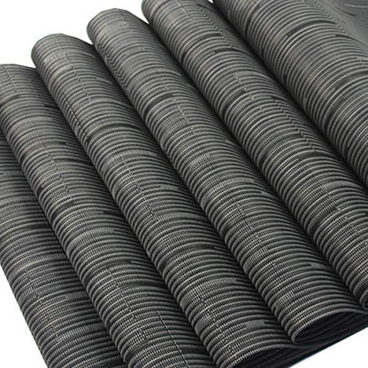 Placemats for Dining Table Washable Woven Vinyl Placemats Heat-resistand Table Dinner Placemats Set of 6 (Black) - color: Babmoo Black, size: placemats set of 6