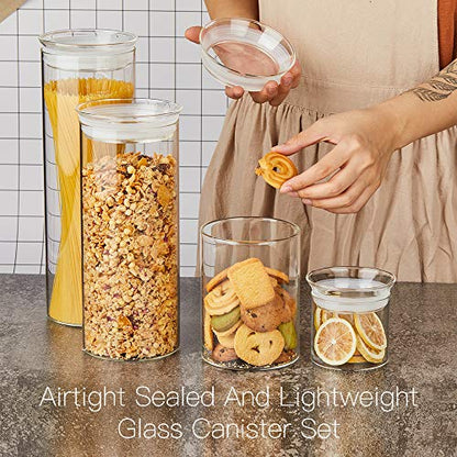 ZENS 27oz Glass Jars with Airtight Lid Set of 2, Clear Glass Storage Containers, Glass Kitchen Canisters with Airtight Lids, Coffee Jars for Brown Sugar, Pantry Organization | Thick Borosilicate Glass Canisters with Airtight Lids for Herbs, Thick Borosili
