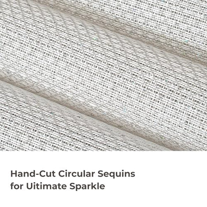 Leetaltree Woven Vinyl Placemats Set of 6, White Sequin | Waterproof & Washable Dining Table Mats for Wedding, Anniversary, Daily Use, Hand-Cut, Easy to Clean - color: 00- White Sequin, size: Set of 6