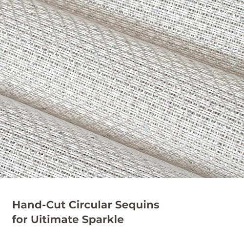 Leetaltree Woven Vinyl Placemats Set of 8, White Sequin | Waterproof & Washable Dining Table Mats for Wedding, Anniversary, Daily Use, Hand-Cut, Easy to Clean - color: 00- White Sequin, size: Set of 8
