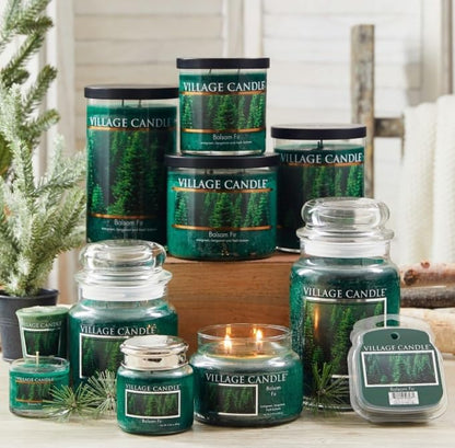 Village Candle Balsam Fir Large Apothecary Jar, Scented Candle, 21.25 oz., Green - size: 21.25 oz