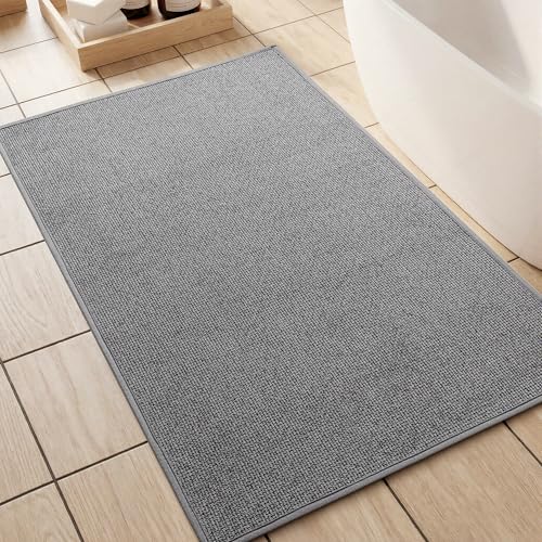 Bathroom Rugs Mat 24x36, Non Slip Quick Dry Bath Mats for Bathroom Absorbent Ultra Thin Bath Rugs Machine Washable Fit Under Door for Sink, Cabinet, Laundry (Grey, 24"x36") - color: Grey, size: 24"x36"