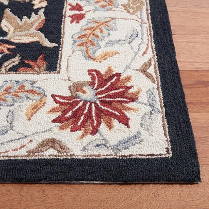SAFAVIEH Chelsea Collection Accent Rug - 2'9" x 4'9", Black, Hand-Hooked French Country Wool, Ideal for High Traffic Areas in Entryway, Living Room, Bedroom (HK141B) - color: Black, size: 2'9" x 4'9" (Rectangular)
