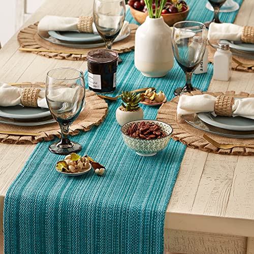DII Variegated Tabletop Collection, Table Runner, 13x72, Teal - color: Teal, size: Table Runner, 13x72"