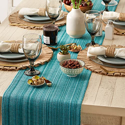 DII Variegated Tabletop Collection, Table Runner, 13x72, Teal - color: Teal, size: Table Runner, 13x72"