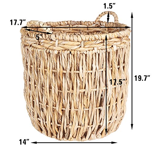 Household Essentials Brown Tall Round Wicker Storage Basket 19'' x 25'' - color: Natural Banana Leaf