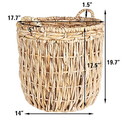 Household Essentials Brown Tall Round Wicker Storage Basket 19'' x 25'' - color: Natural Banana Leaf
