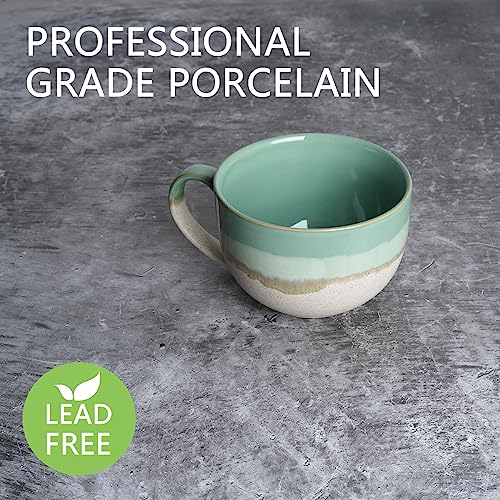 Bosmarlin Ceramic Jumbo Coffee Mug Set of 2, 23 Oz, Large Mug Soup Bowls with Handles, Dishwasher and Microwave Safe (Mint Green) - color: Mint Green