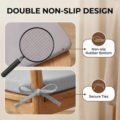D-Shaped Chair Cushions Set of 1, Chair Pads with Ties, 17" x 16" | 2" Thick Non Slip Seat Cushion for Dining & Kitchen Chairs, 40D Foam, Removable Washable Cover, Light Grey - color: Light Grey