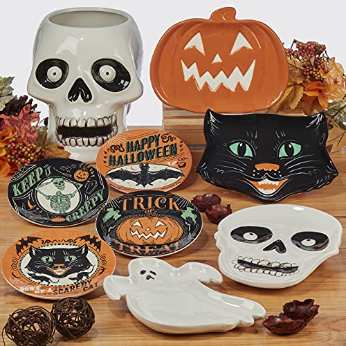 Scaredy Cat 3-D Ceramic Halloween Mugs, Set of 4 – Add spooky fun to your fall mornings with ghost, pumpkin, skull, and black cat designs, perfect for coffee, cocoa, or festive party drinks