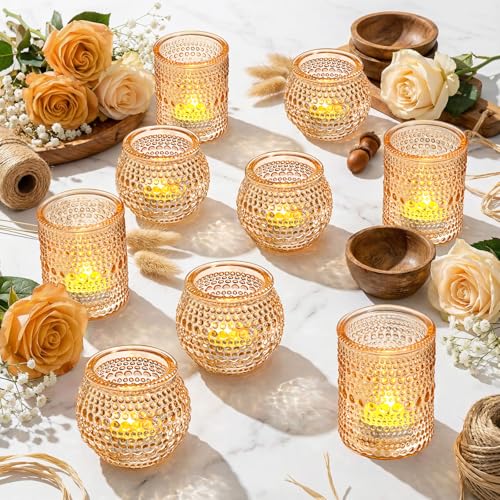 Rubtlamp 24pcs Gold Votive Candle Holder, Two Size Tea Light Candle Holders, Glass Candle Holder for Table Centerpiece, Wedding, Baby Shower, Birthday and Home Decorations - color: Gold