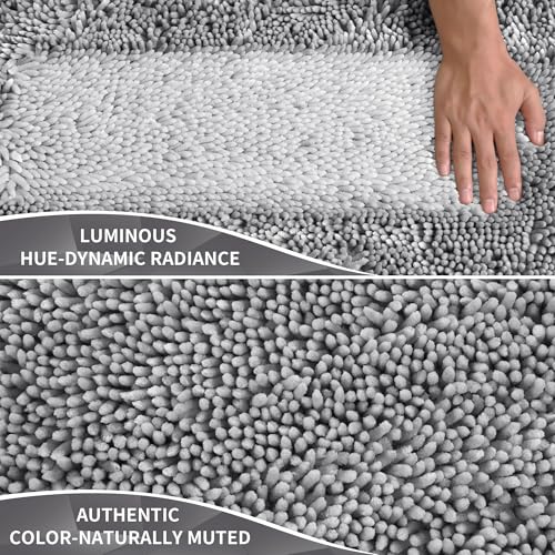 Yimobra Chenille Bath Mat – Non-Slip, Ultra Soft & Extra Thick Absorbent, Machine Washable, Quick Dry for Bathroom Floor, Tub, and Shower