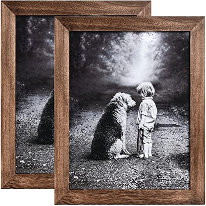 Yaetm-11x14 Picture Frame, Natural Solid Wood Photo Frame Display for Wall Mounting, High Definition Glass Carbonized Black(2 Pack) - color: Carbonized Black, size: 11*14"，2 pk
