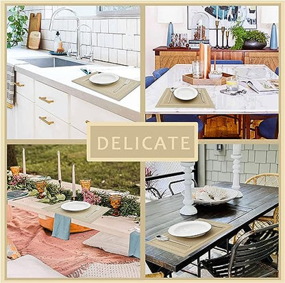 DACHUI Placemats Set of 4, Linen Look Woven, Heat Resistant, Washable Place Mats - color: Beige, size: 4PCS