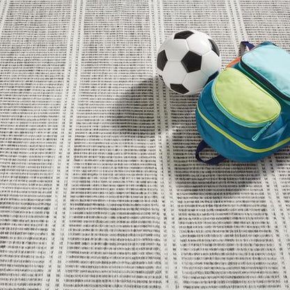 Dash & Albert Malta Grey Striped Washable Rug, 3'x5' - color: Grey, size: 3' x 5' (Rectangular)