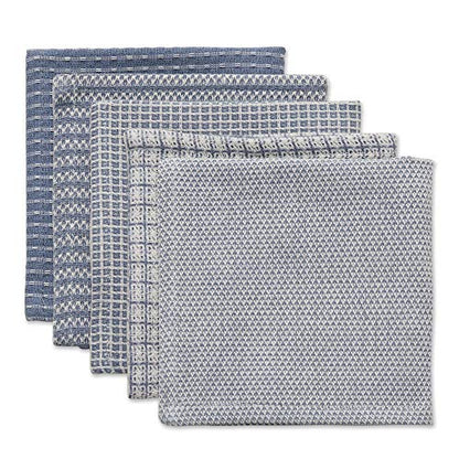 DII Everyday Kitchen Assorted Dishcloth Set of 5, 12x12, Stonewash Blue - color: Stonewash Blue