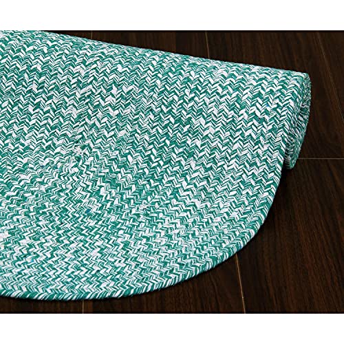 Super Area Rugs Farmhouse Braided Rug Cotton Kitchen Reversible Carpet Light Green & White, 2' X 3' Oval - color: Light Green & White, size: 2' x 3' (Oval)