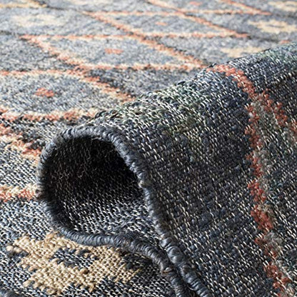 SAFAVIEH Kilim Collection Accent Rug - 4' x 6', Charcoal & Gold, Charcoal and Gold Wool Design, Ideal for High Traffic Areas in Entryway, Living Room, Bedroom (KLM753F) - color: Charcoal/Gold, size: 4' x 6' (Rectangular)