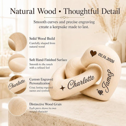 Personalized Interlocking Wooden Hearts, Custom Name Date Engraved Couple Gift, Wedding Anniversary Keepsake, Romantic Decor, Valentine Gift, Bridal Shower Gifts, Engagement Present 2 - color: Design 02