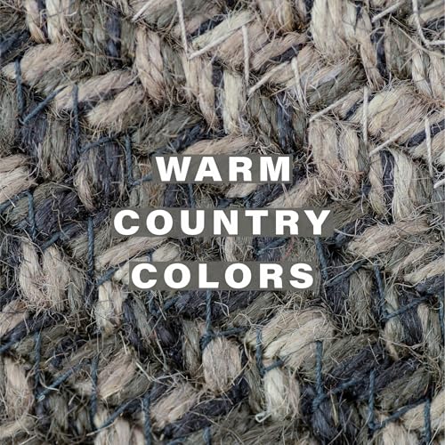 Homespice Flint Hill Jute Braided Placemats, Rect 13x19 Set of 6 | Grey Protects Tabletop in Style and Everyday and Holiday Table Mats, Rich Colors, Reversible and Durable - color: Flint Hill